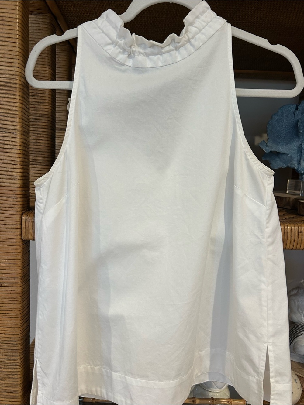 Ann Taylor White Ruffled Tie Back Neck Sleeveless Top - Women